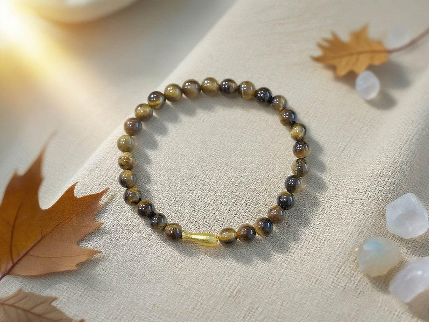6MM Tiger Eye Bracelet with Koi Fish Charm - MystiCrystals