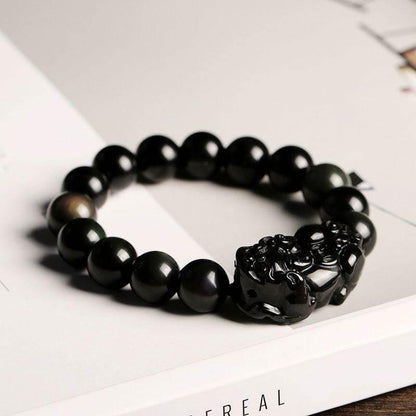 Rainbow Eye Obsidian Pixiu Bracelet - MystiCrystals