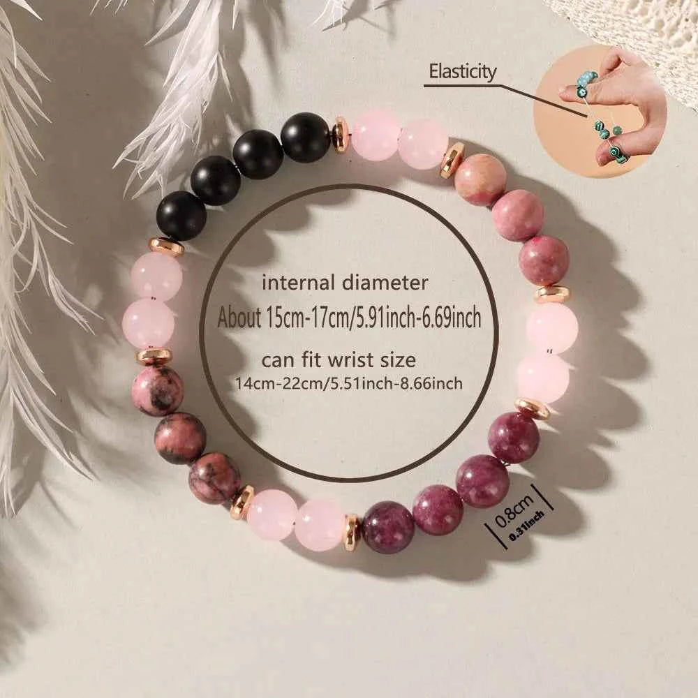 Garnet & Pink Agate Beaded Bracelet