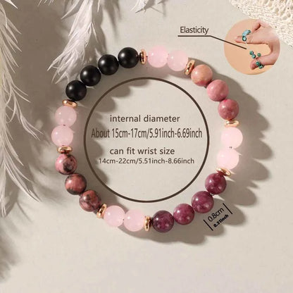 Garnet & Pink Agate Beaded Bracelet