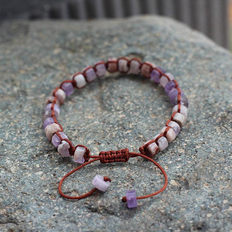 Handcrafted Amethyst Wheel Bead Bracelet - MystiCrystals