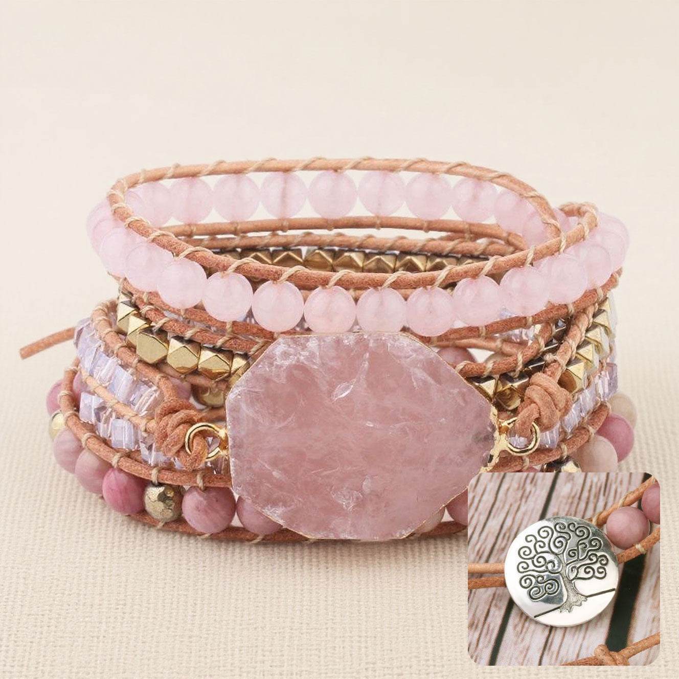 Handmade Rose Quartz Bracelet - MystiCrystals