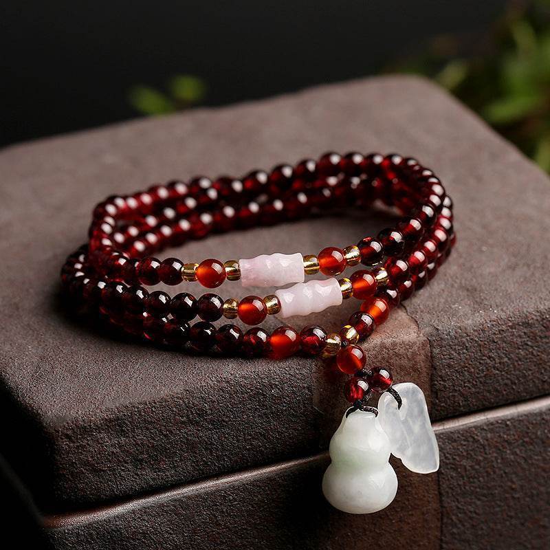 5mm Garnet & Chalcedony Bead Bracelet - MystiCrystals