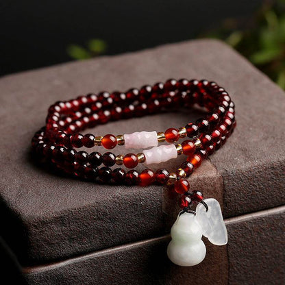 5mm Garnet & Chalcedony Bead Bracelet - MystiCrystals