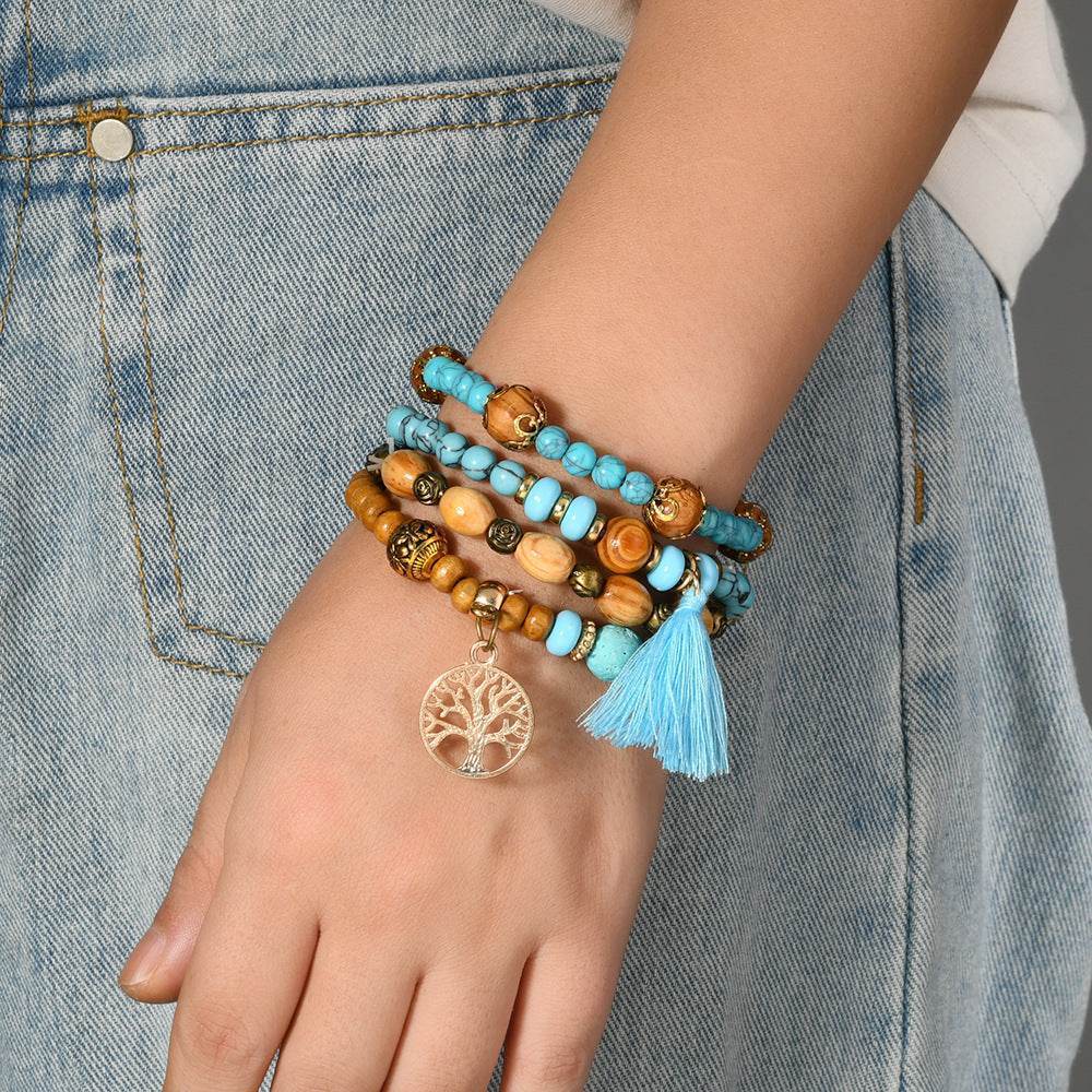 Bohemian Multi-Layer Wood Bead Bracelet - MystiCrystals