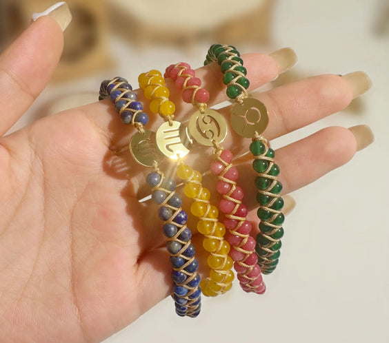 Zodiac Aura Protection Braided Stone Bracelet - MystiCrystals