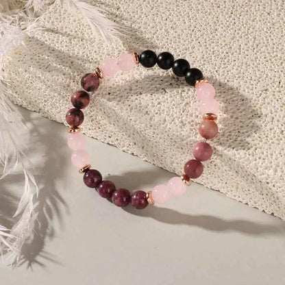 Garnet & Pink Agate Beaded Bracelet