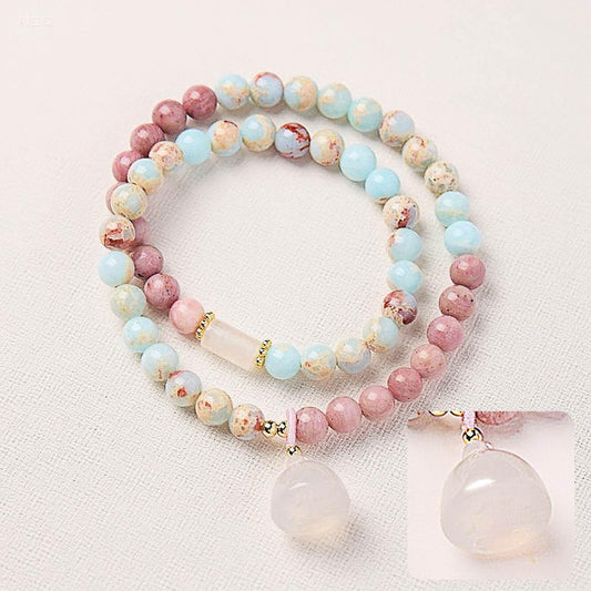 Shoushan Stone Double Circle Bracelet for Women - MystiCrystals