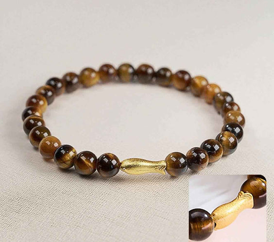 Tiger Eye Bracelet with Koi Charm for Courage & Prosperity