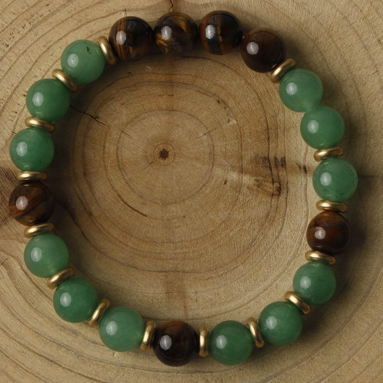 Handcrafted Green Aventurine & Tiger Eye Bracelet - MystiCrystals