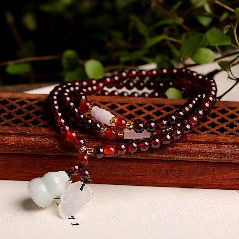 5mm Garnet & Chalcedony Bead Bracelet - MystiCrystals