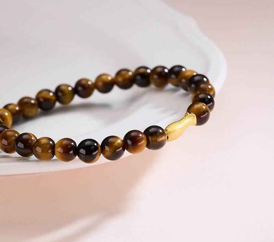 Tiger Eye Bracelet with Koi Charm for Courage & Prosperity