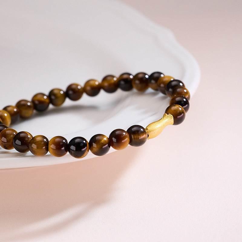 6MM Tiger Eye Bracelet with Koi Fish Charm - MystiCrystals