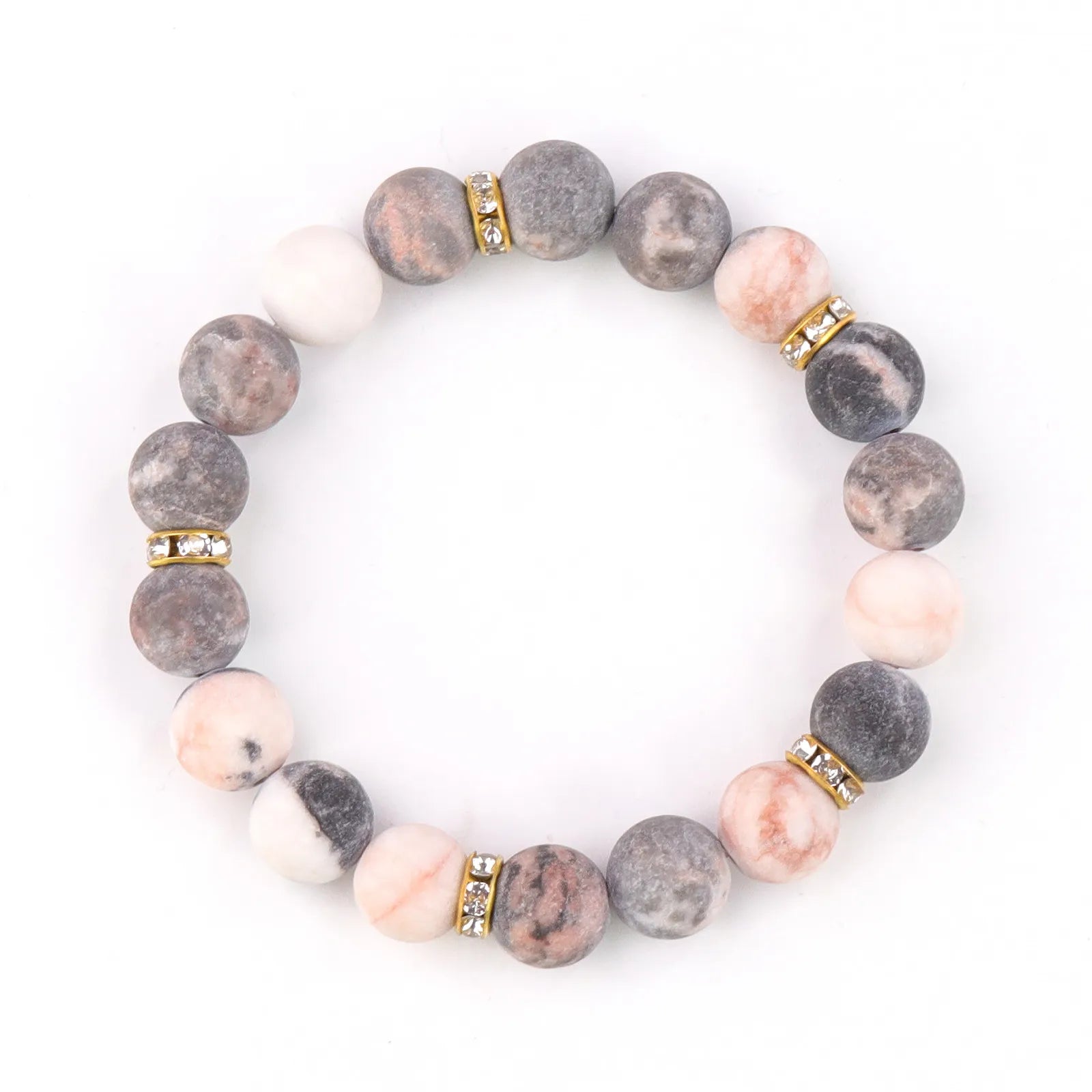 跨境饰品速卖通10mm粉斑磨砂石串珠手链 bracelet厂家 - MystiCrystals