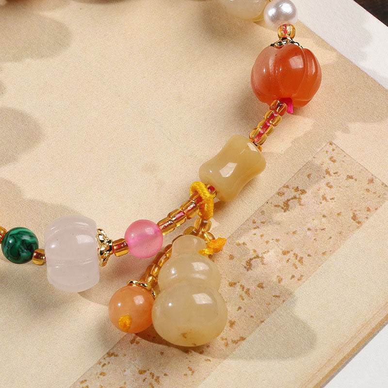Couple’s Golden Silk Jade & Pumpkin Bead Bracelet - MystiCrystals