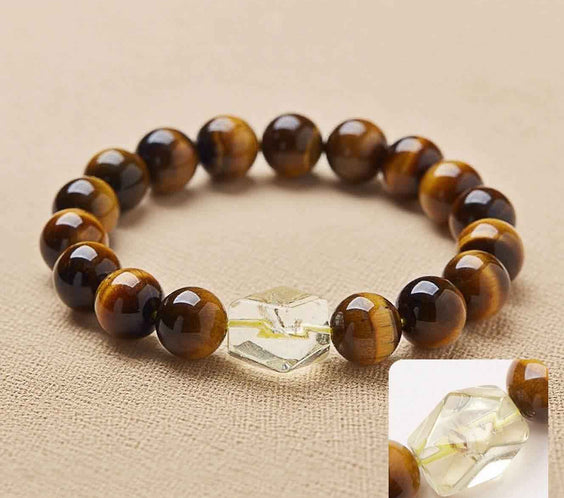 Natural 10mm Tiger Eye & Citrine Bracelet