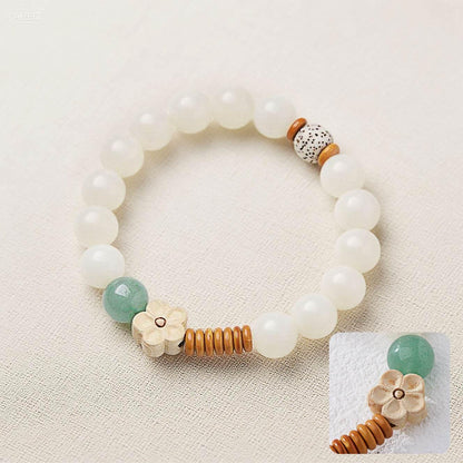 Natural White Jade & Green Aventurine Bodhi Bracelet - MystiCrystals