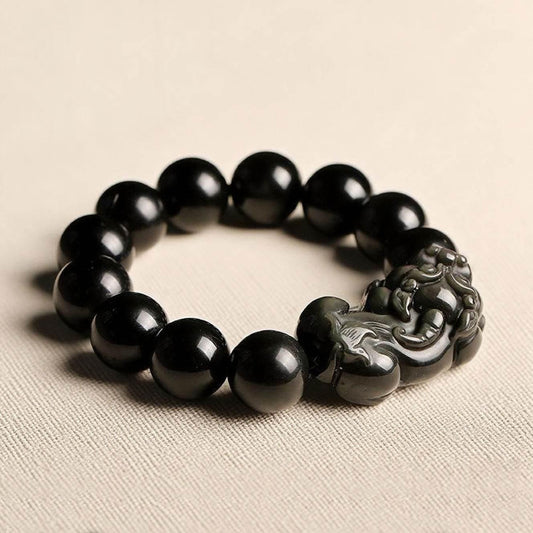 Rainbow Eye Obsidian Pixiu Bracelet - MystiCrystals
