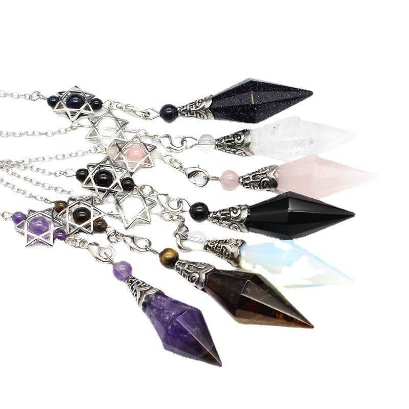 Natural Stone Double-Point Pendulum Ornament - MystiCrystals