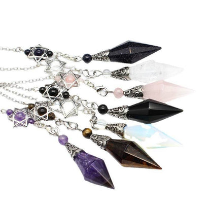 Natural Stone Double-Point Pendulum Ornament - MystiCrystals