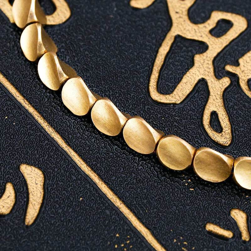 Woven Cord Bracelet with Brass Beads & Tassel - MystiCrystals