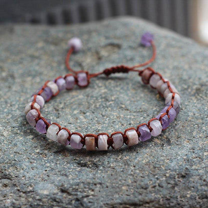 Handcrafted Amethyst Wheel Bead Bracelet - MystiCrystals