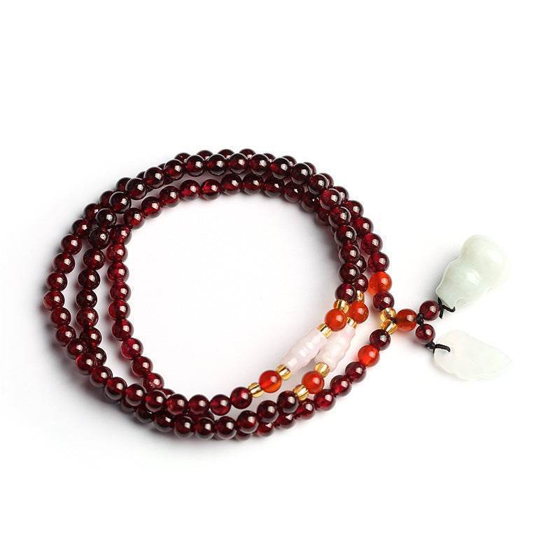 5mm Garnet & Chalcedony Bead Bracelet - MystiCrystals