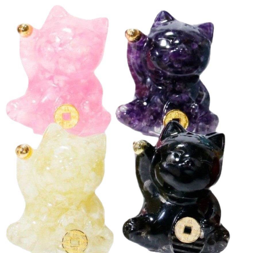 Handcrafted Lucky Cat Crystal Ornament - MystiCrystals