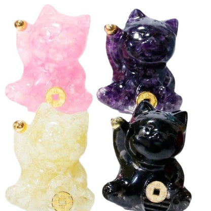 Handcrafted Lucky Cat Crystal Ornament - MystiCrystals