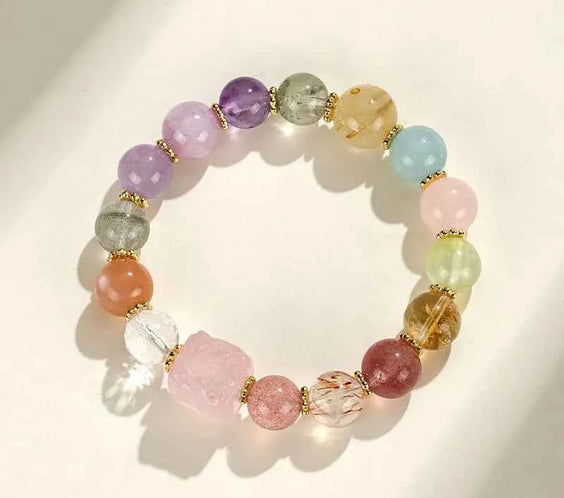 Multi-Gem Nine-Tailed Fox Bracelet for Focus, Harmony & Vitality