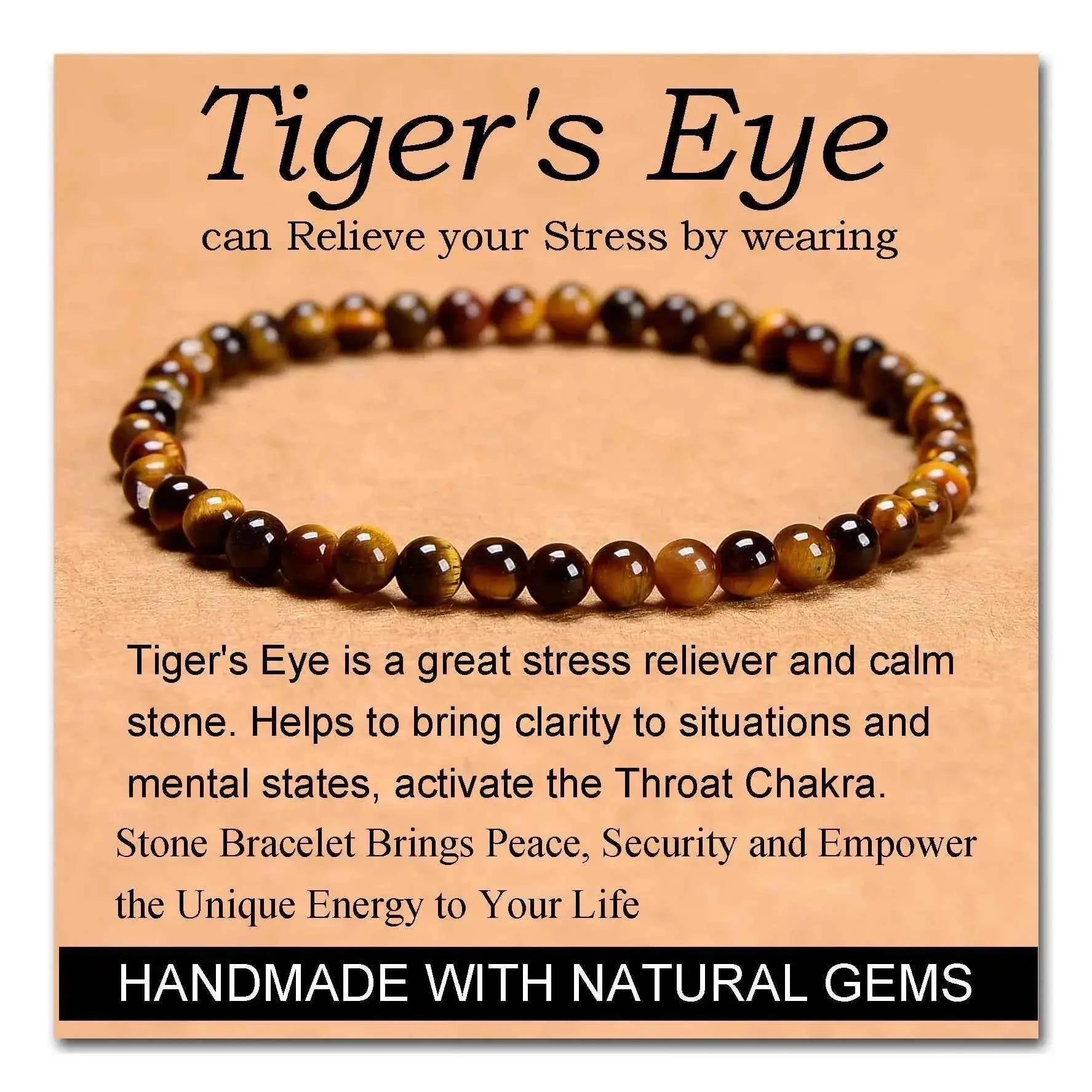 4mm Natural Stone Beaded Stretch Bracelet