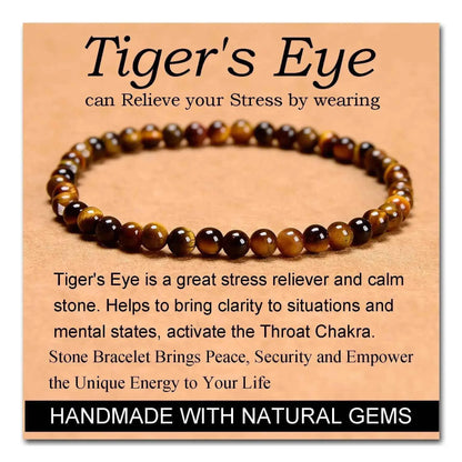 4mm Natural Stone Beaded Stretch Bracelet