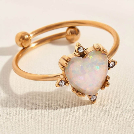 Opal Ring 18K Gold Adjustable - MystiCrystals