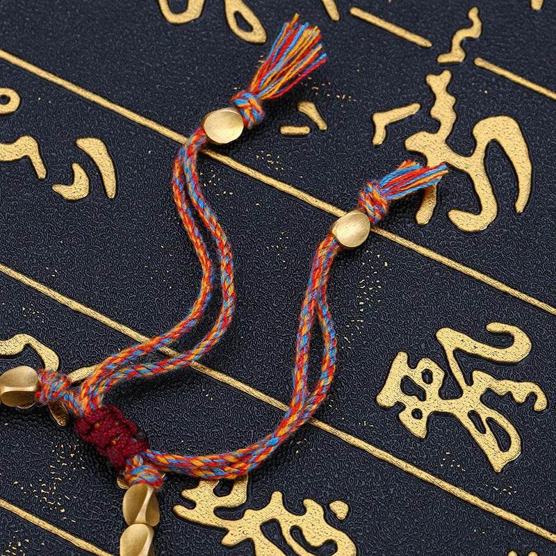 Woven Cord Bracelet with Brass Beads & Tassel - MystiCrystals