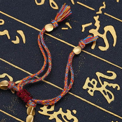 Woven Cord Bracelet with Brass Beads & Tassel - MystiCrystals