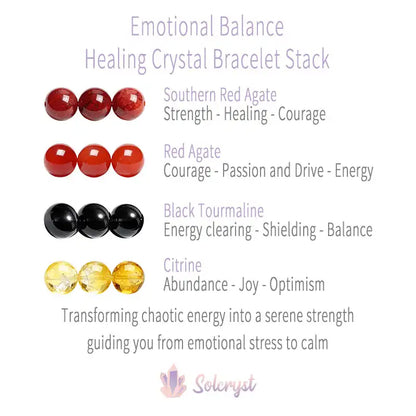 Emotional Balance & Healing Crystal Bracelet Stack
