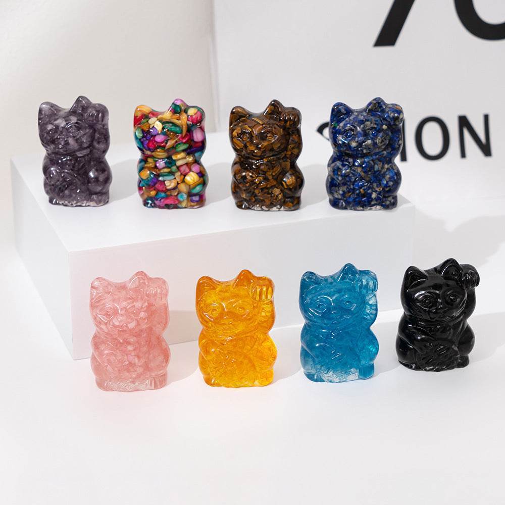 Handcrafted Lucky Cat Crystal Ornament - MystiCrystals