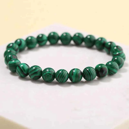 8mm Malachite Beaded Bracelet