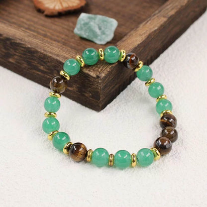 Handcrafted Green Aventurine & Tiger Eye Bracelet - MystiCrystals