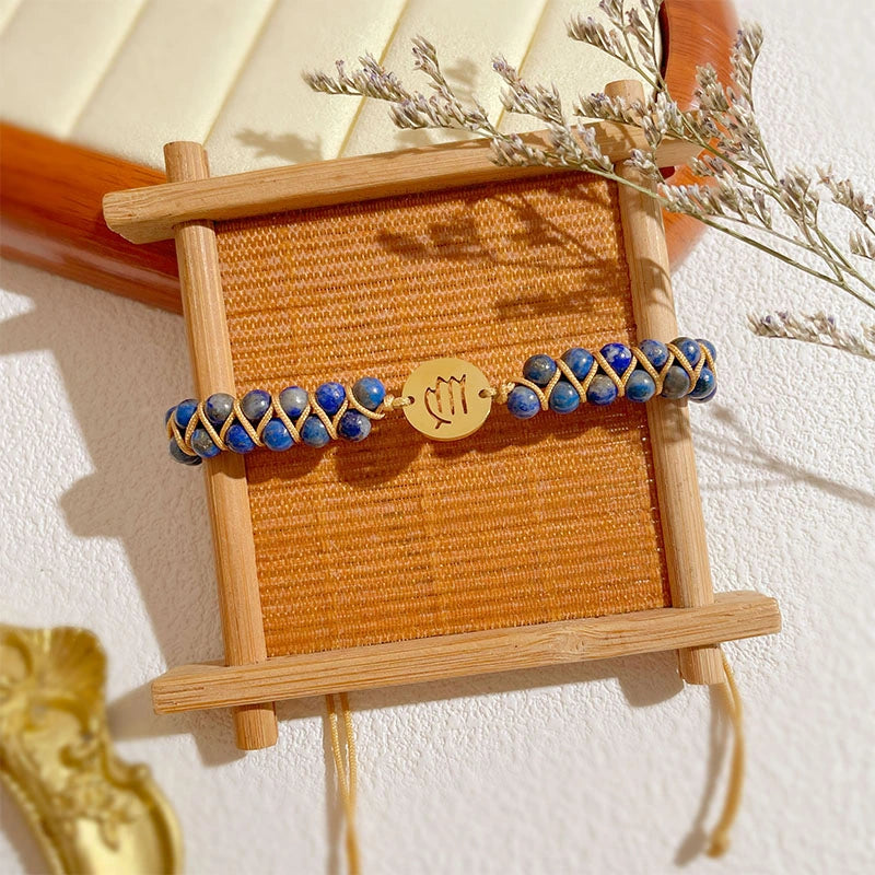 Zodiac Aura Protection Braided Stone Bracelet