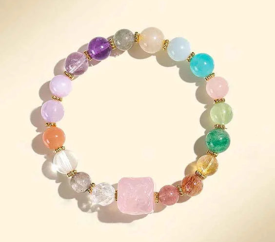 Multi-Gem Nine-Tailed Fox Bracelet for Focus, Harmony & Vitality