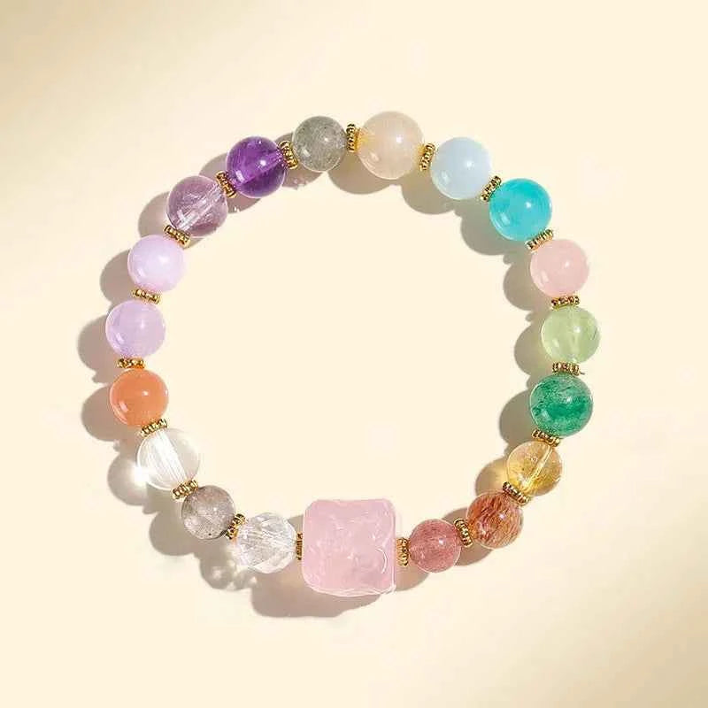 Multi-Gem Nine-Tailed Fox Bracelet for Focus, Harmony & Vitality