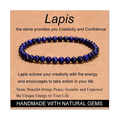 4mm Natural Stone Beaded Stretch Bracelet