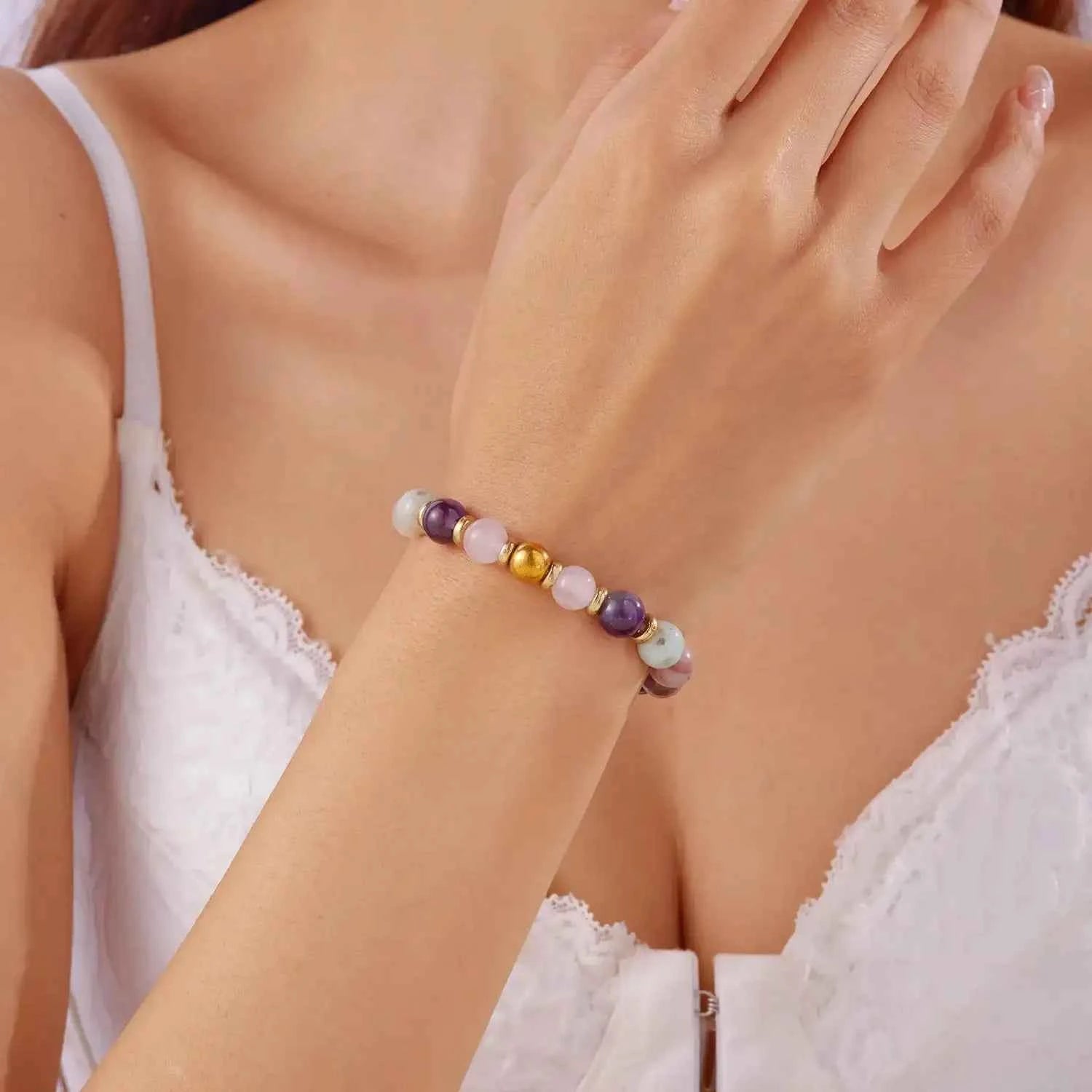 Colorful Dopamine-Inspired Natural Stone Bracelet