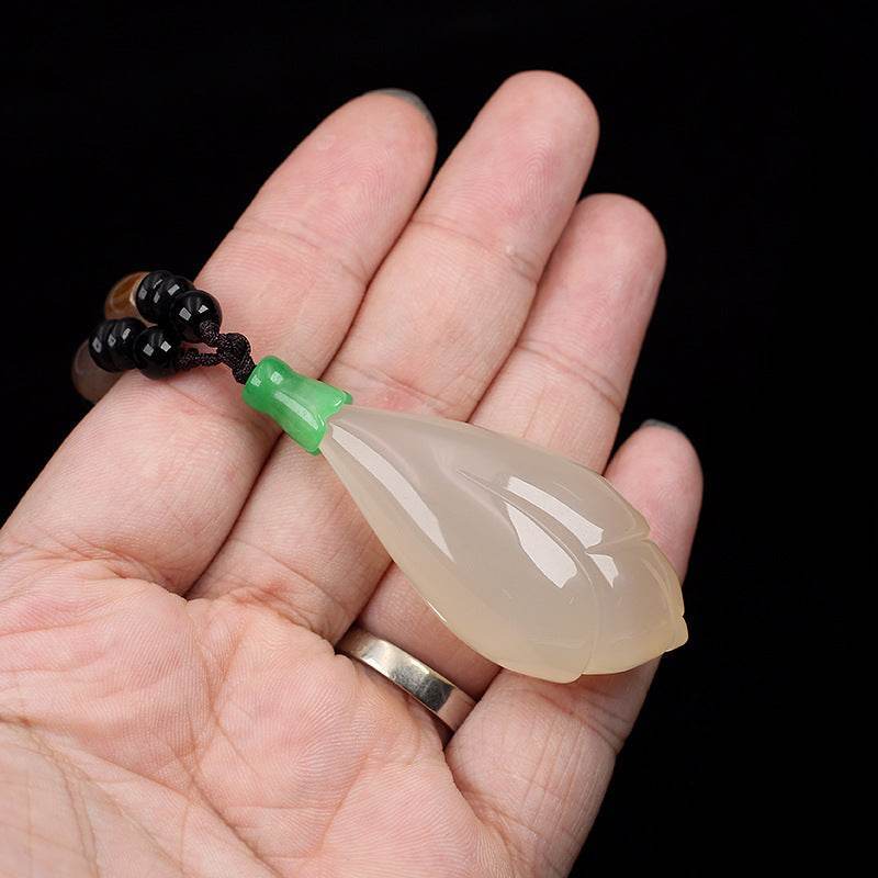 Natural Chalcedony Magnolia Pendant Necklace - MystiCrystals