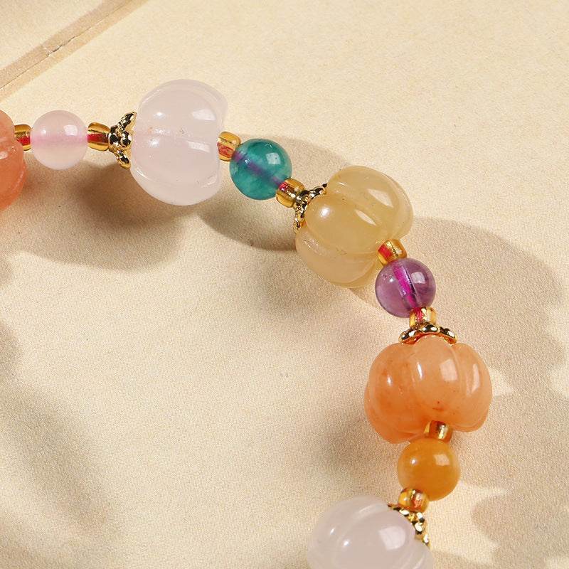 Couple’s Golden Silk Jade & Pumpkin Bead Bracelet - MystiCrystals