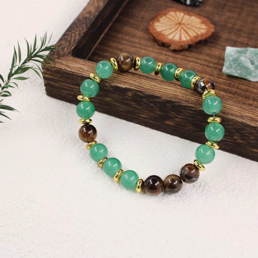 Handcrafted Green Aventurine & Tiger Eye Bracelet - MystiCrystals