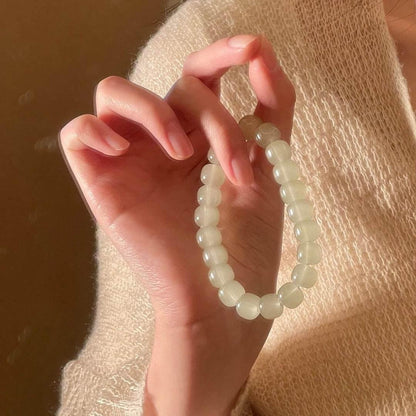 Elegant Light-Colored Glass Bead Bracelet - MystiCrystals