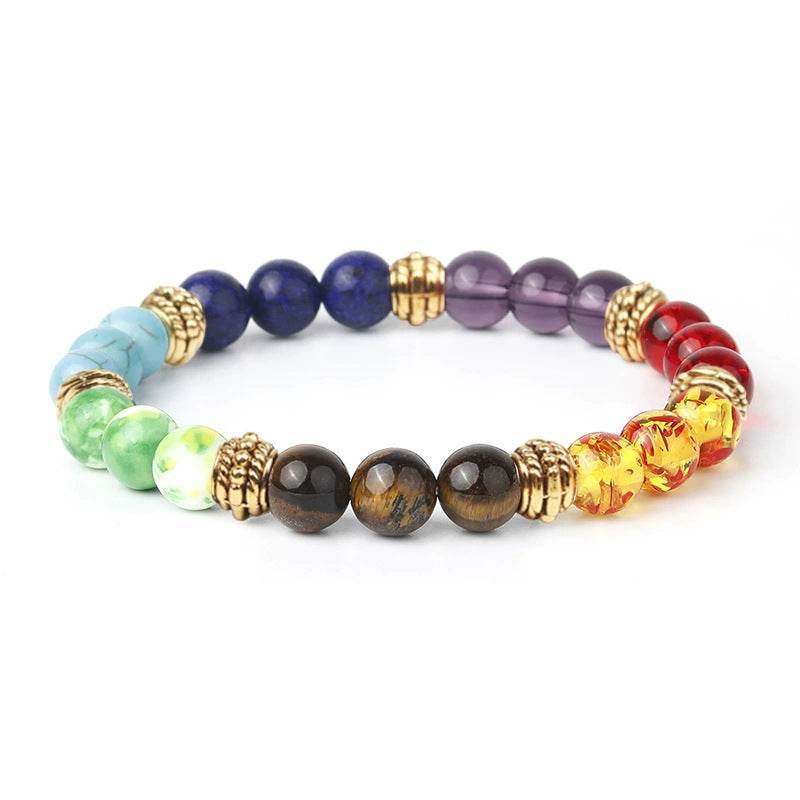 Mens Multi Color Agate Beaded Bracelet - MystiCrystals