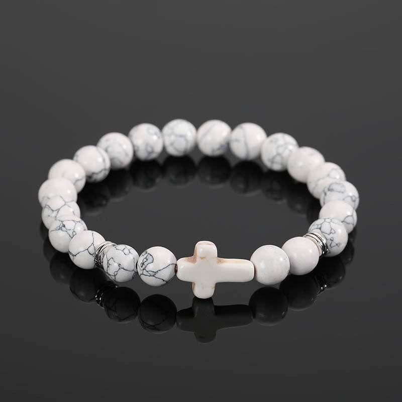 Cross Natural Stone Bracelet - MystiCrystals
